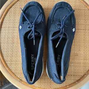 Sperry Navy Canvas Moccasin Boat Shoes